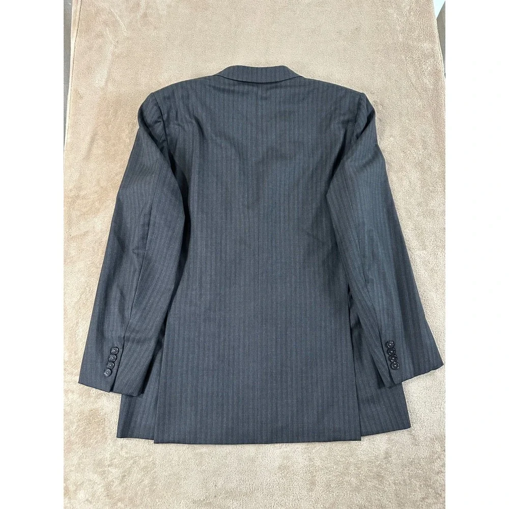 Ermenegildo Zegna Blazer Jacket Mens 52L Charcoal Grey Pinstripe 100% Wool Italy